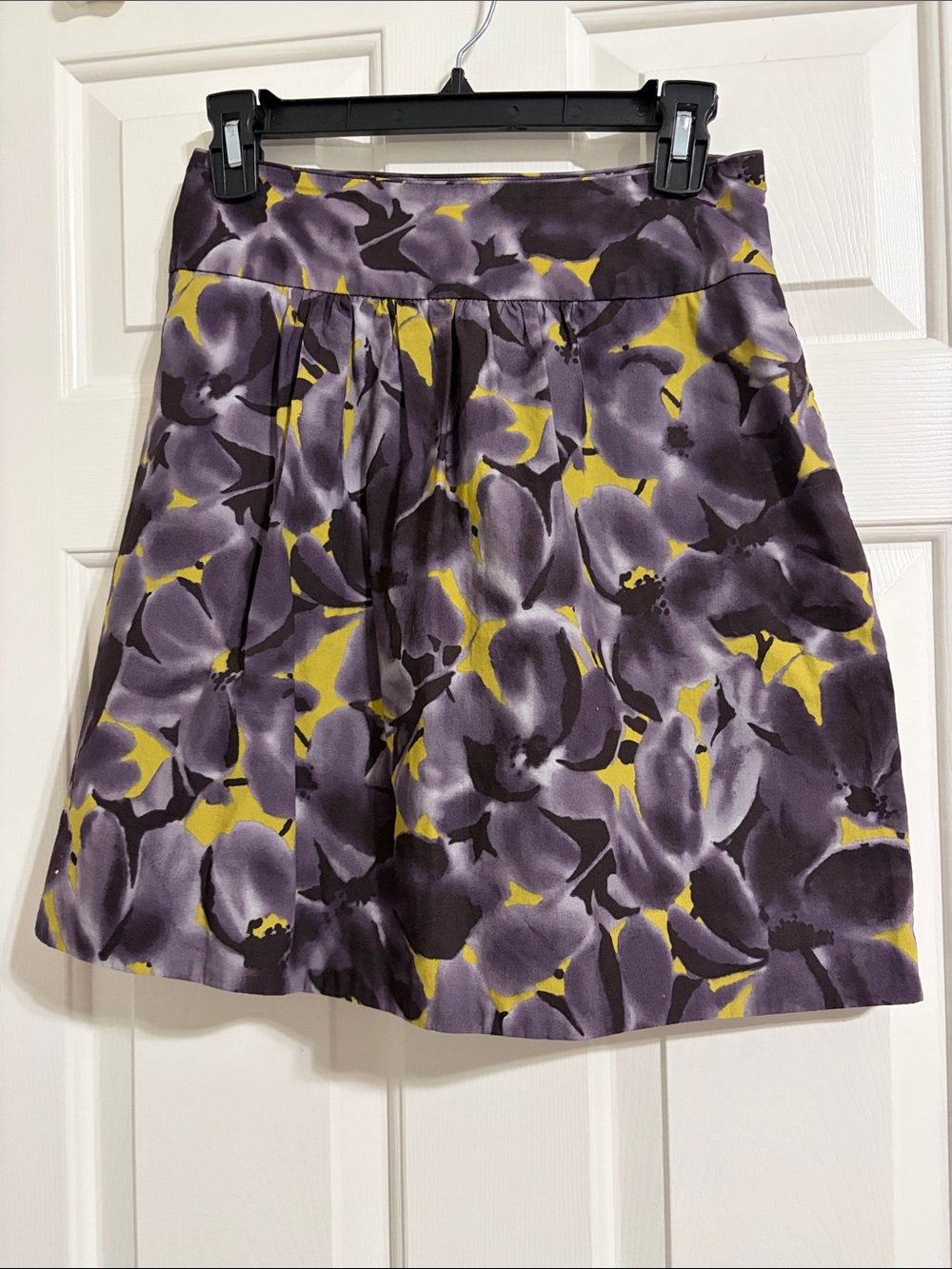 J. Crew Purple and Yellow Floral A-Line Skirt 100% Cotton